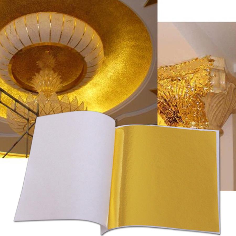 10×100 Sheets Gold Leaf Paper Imitation Gold  Leaf Gilding Craft Art