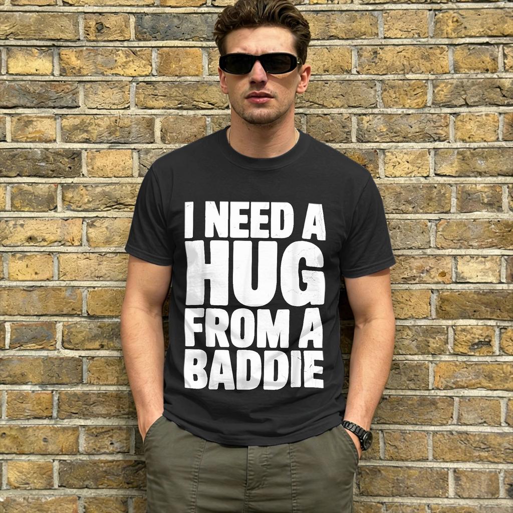Potřebuji objetí od drsňačky Unisex Trička Ležérní Tričko Krátký Rukáv Kulatý Výstřih Tričko Čistá Bavlna 6XL Vrcholy