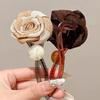 Vintage S Shape Plush Ball Dried Rose Hairpins for Women Ponytail Twist Hair Clips Fashion Shark Clip Barrettes Hair Accessories
