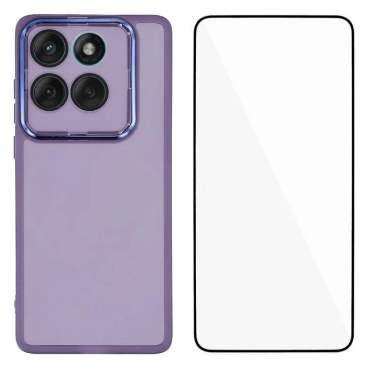 

Для Motorola Edge 60 Fusion 5G Чехол из ТПУ серии WANLONFENG DKSM с гальванизированной рамкой и задней крышкой из закаленного стекла Purple