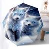 Winter Wolves Theme 8 Bone Hand Automatic Folding Umbrella, Compact and Portable Design, A Perfect Gift for Birthday, Christmas or Business