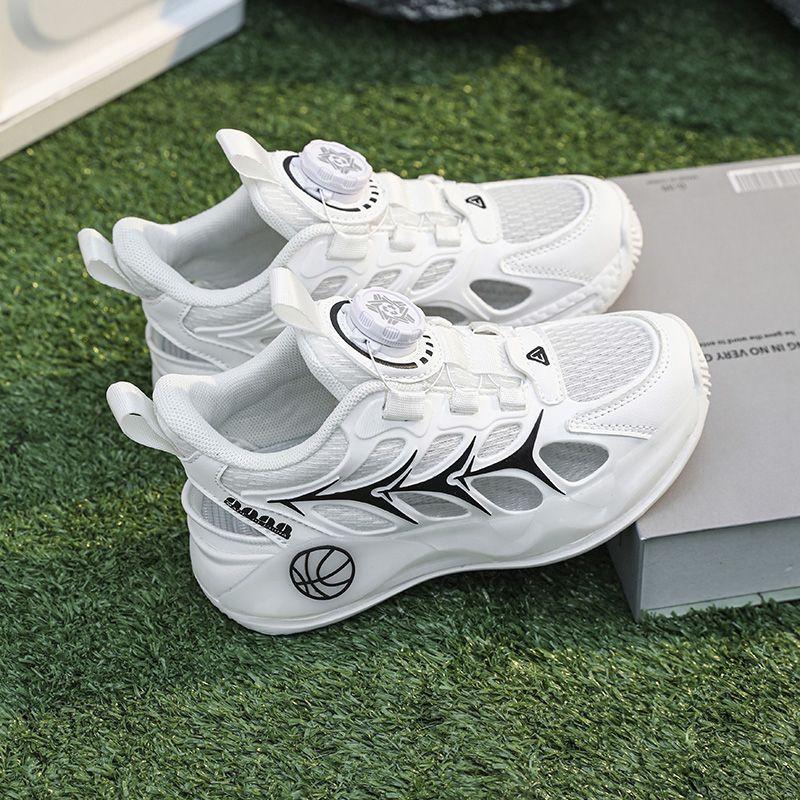 

Children s hollow sports shoes Boys rotating button single mesh breathable running shoes Middle older children s frame shoes Girls mesh shoes 30