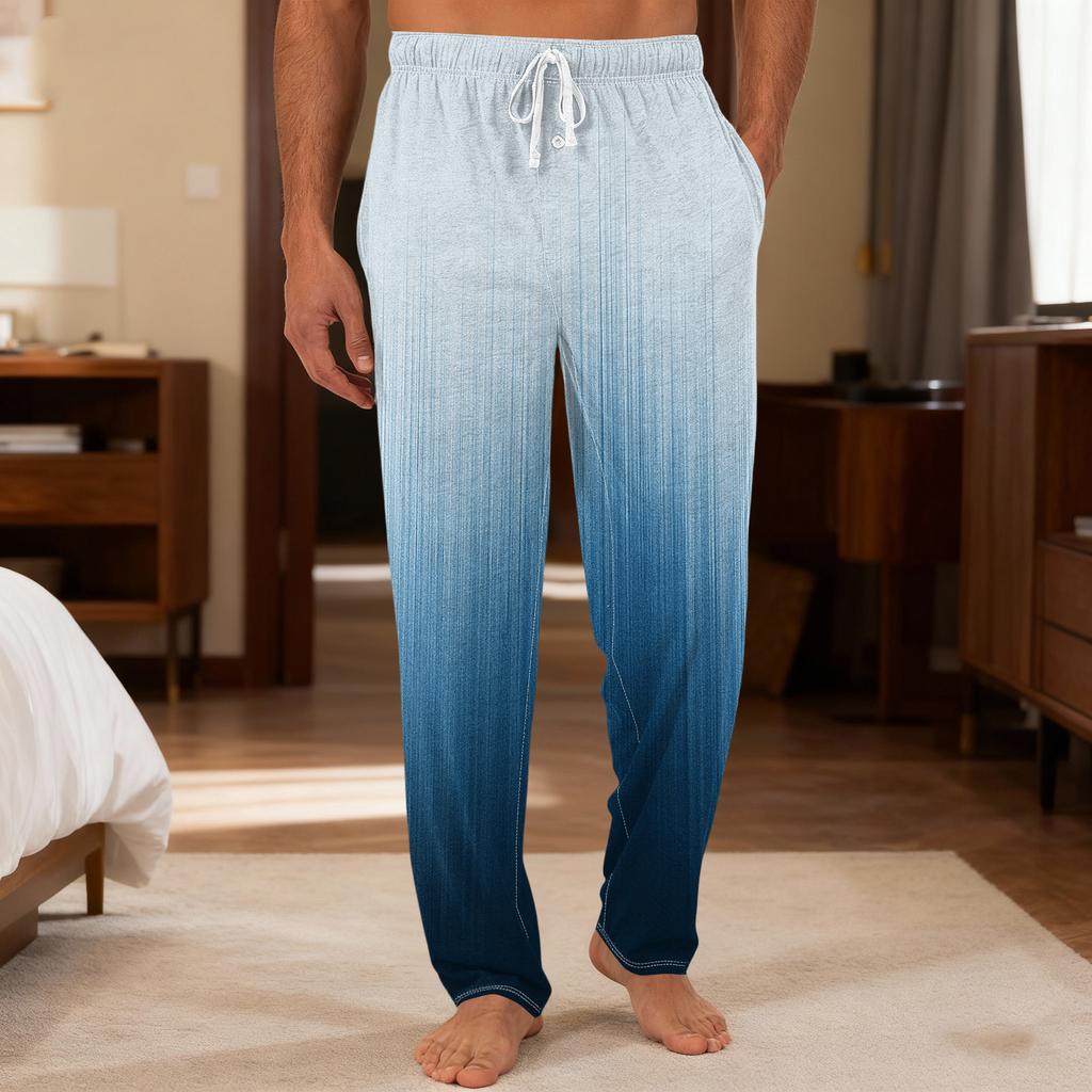 Men's Plain Knit Solid Pocket Casual Pants Home Pajama Pants