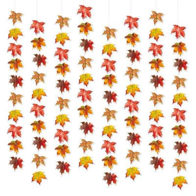 8pcs Autumn Maple Leaves Hanging Decoration Paper Funny Fall Maple Leaves Garlands Cartoon DIY Ceiling Background Pendant