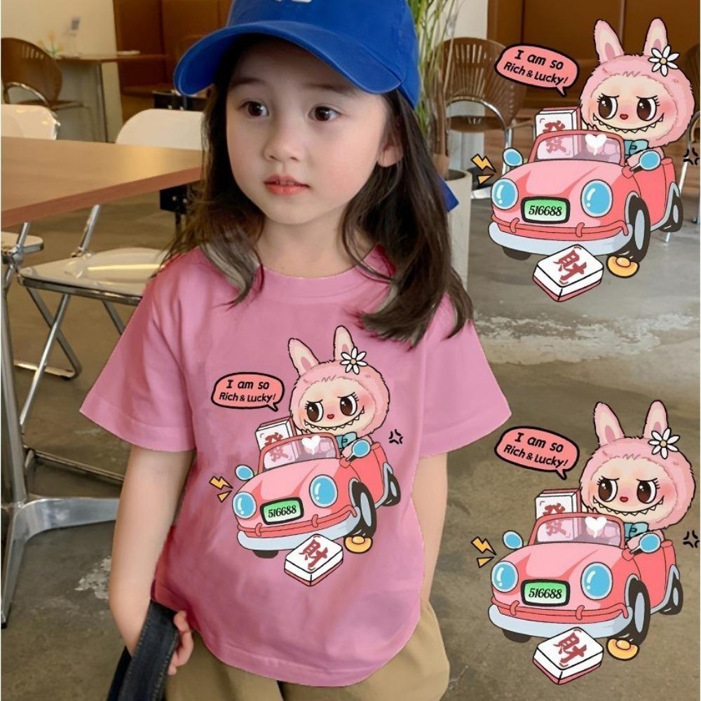 2025 New Labubu Printed Children's T-shirt Short Sleeve Breathable Cute Design Available In Multiple Sizes