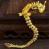 Golden 3D Chinese Dragon Metal Craft - Gold-Plated Dragon Desktop Ornament