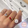 S925 Sterling Silver Fashionable Simple Love Drip Opening Women'S Ring Premium Glaze Ring