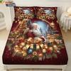 3pcs Merry ChristmasSanta Claus Print Coreless Bedsheet Set Various Sizes Bed Covers Bedroom Bedding Holiday Decorations