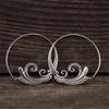 Retro Ethnic Silver Spiral Pattern Large Earrings for Women
