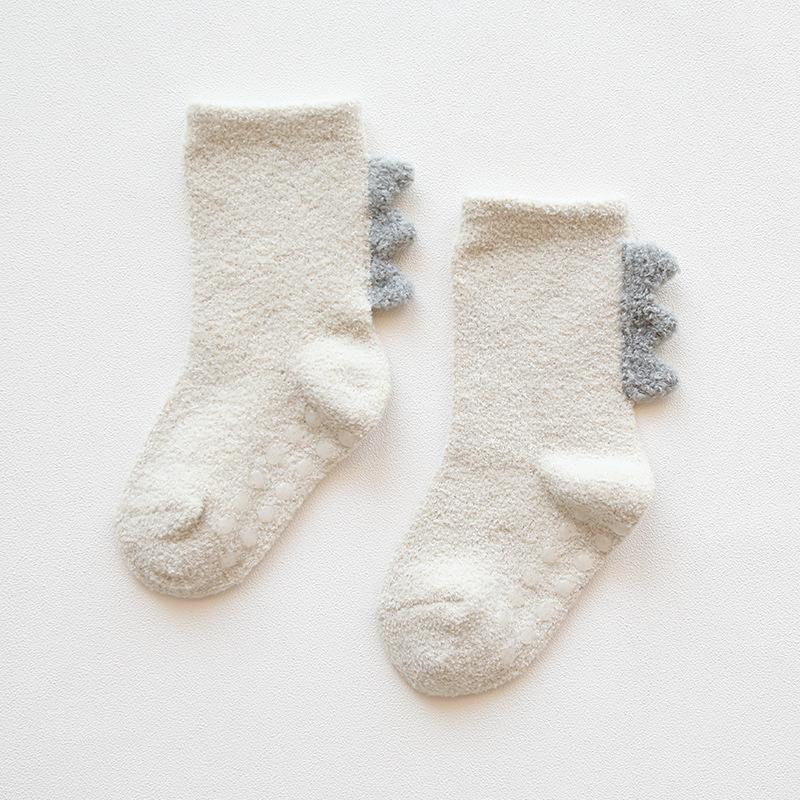 Winter Thicken Terry Soft Coral Fleece Baby Socks Dinosaur Shape Infant Warm Cute Todder Floor Non-slip Sock Boys Girls Kids