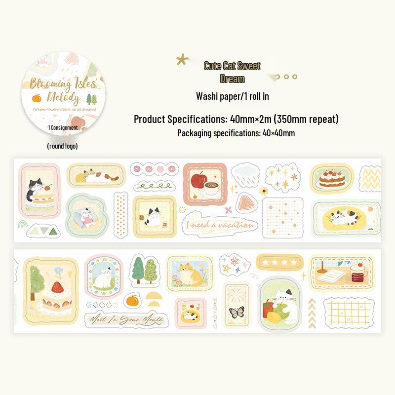 Tomato Sauce Girl Fresh Healing Washi Tape - Flower Isle Melodies Series (6 Styles) for Journals