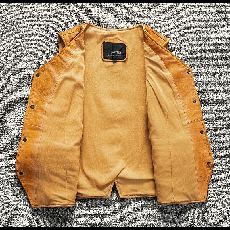 Washed Black Knight Vest PU Leather Men's Vest Vest