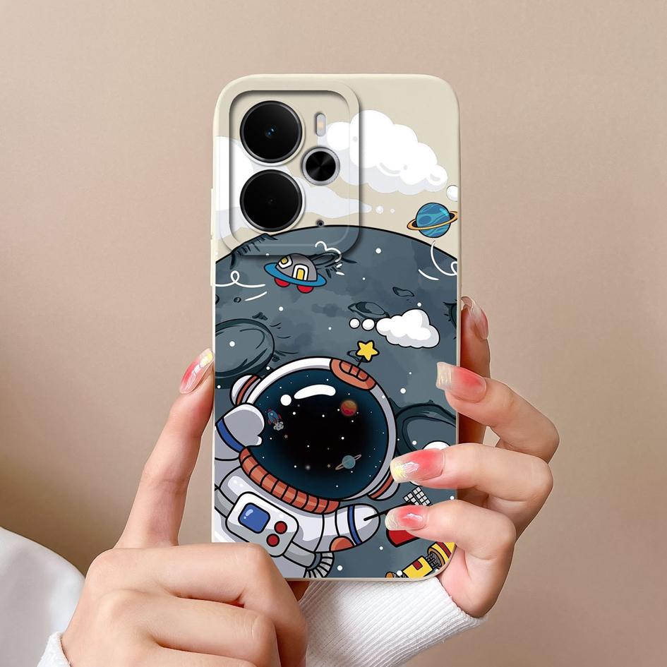 Custodie per telefono carine da astronauta per Oppo Realme C75x 14 14T 14X P3 Narzo 10 30 60 A5 Pro Silicone liquido liscio di alta qualità Guscio antiscivolo per custodie Oppo