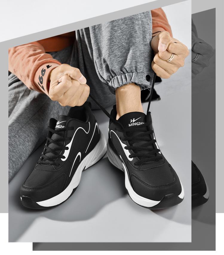 Men's Waterproof Leather Sports Shoes: Autumn/Winter White, Non-Slip, Wear-Resistant for Junior High Students