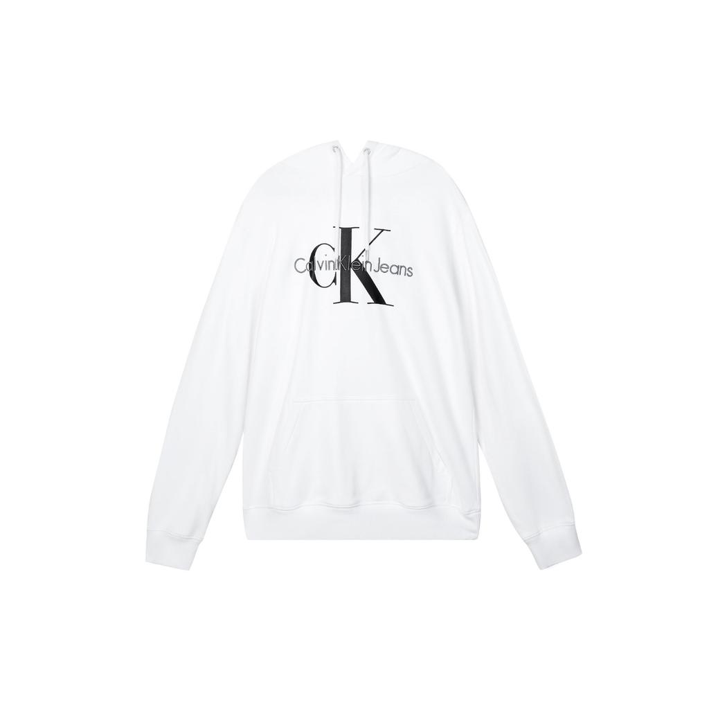Calvin Klein Letter Embroidered Cotton Hoodie Unisex Hoodies White ZM02079-YAF