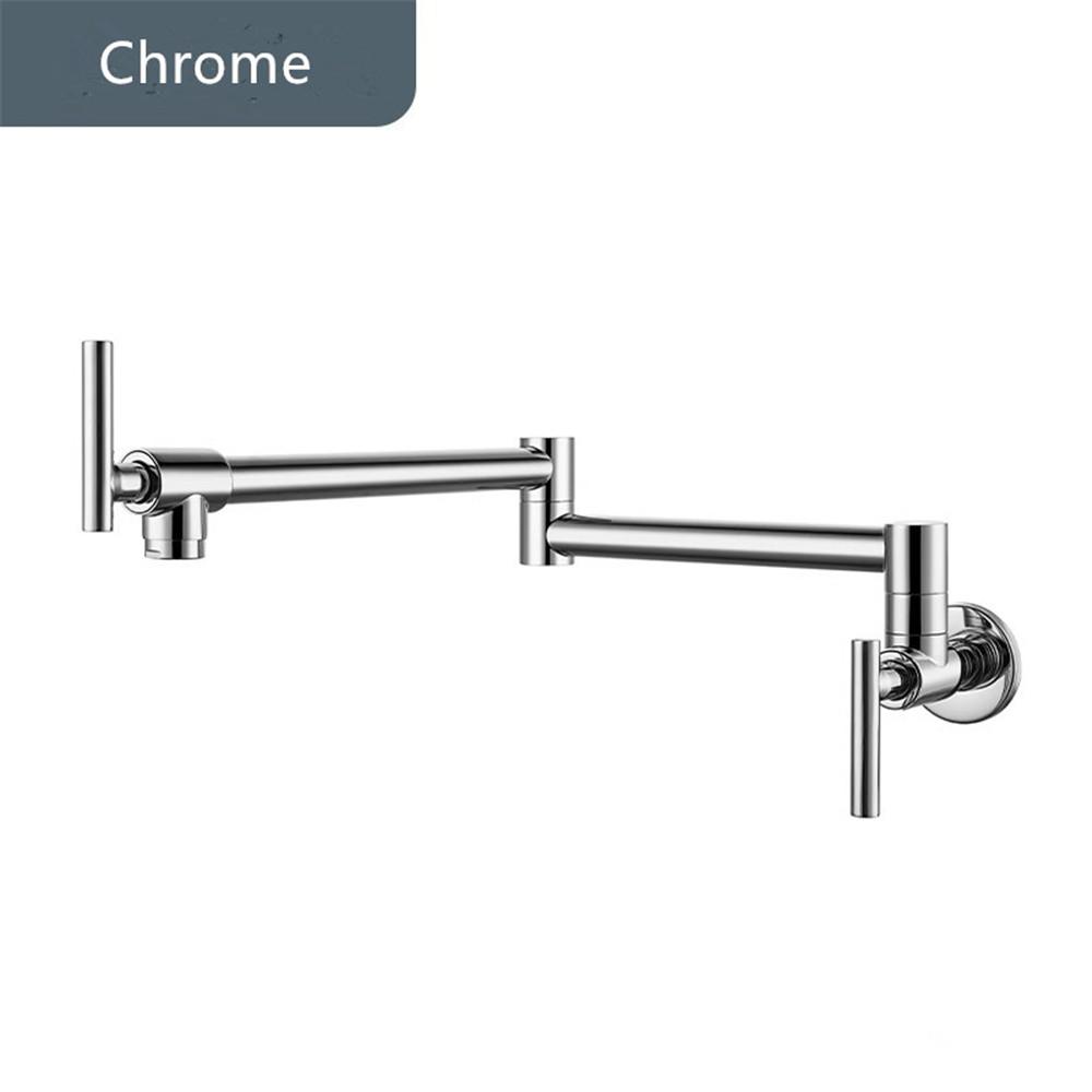 Tuqiu Rose Gold Pot Filler Tap Wall Mounted Foldable Kitchen Faucet Single Cold Sink Tap Rotate Folding Spout Chrome Gold Brass