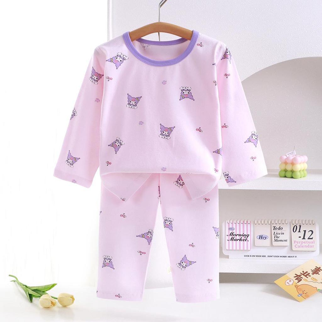 7A Antibacterial Seamless Children's Autumn/Winter Underwear Set - Small & Medium Sizes