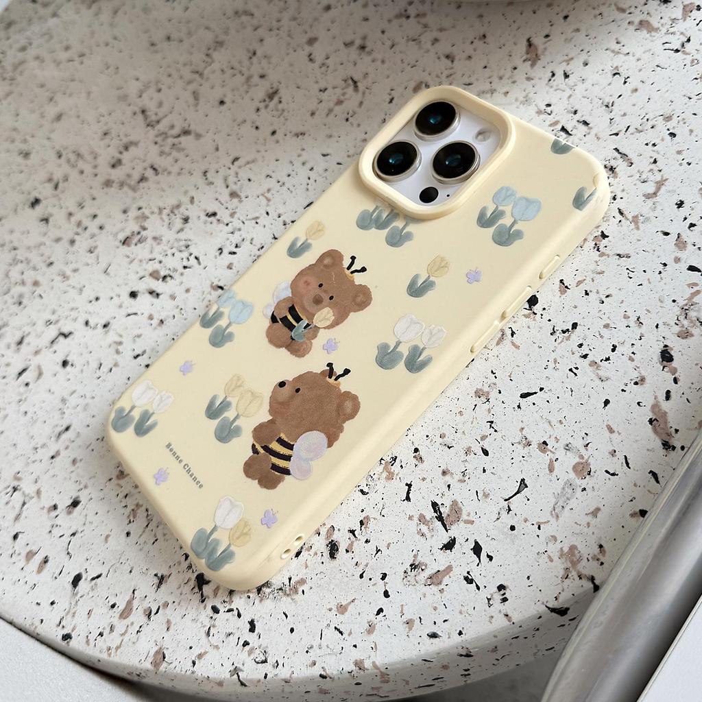 MVUCA Cartoon Bee Protective Case with Lanyard for iPhone 16 and iPhone 16 Pro Max