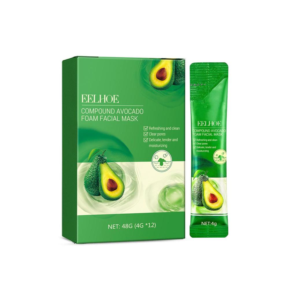 EELHOE  Avocado Foam Mask Oil Control Deep Cleansing Pore Tightening Brightening Foam Mask