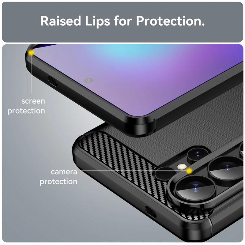 Matte Frosted Carbonfaser Muster Handyhülle für Samsung Galaxy S26 Ultra S26 Pro S25 Edge Plus S24 FE S23 S22 Weiche TPU Stoßfeste Bumper Abdeckung