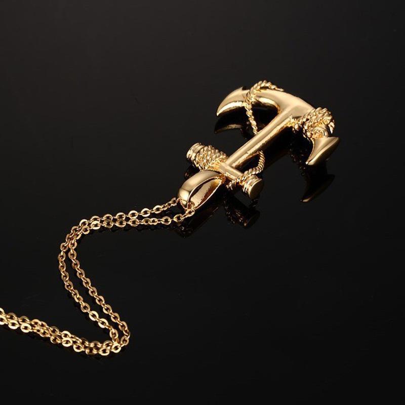 Titanium steel anchor pendant necklace, trendy men's personalized retro cross jewelry, boyfriend gift