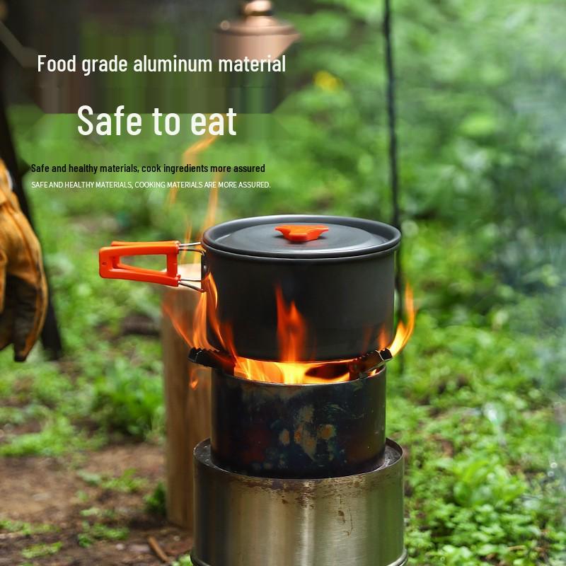 Outdoor Aluminum Portable Cookware Set DS-512: Multi-Person Kettle & Non-Stick Pan for Picnics