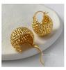 French Retro Korean-Style Heart & Ball Woven Gold-Plated Earrings