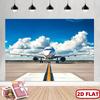 2D Flat Background Fabric Made of Polyester Using a Photo of an Airplane On the Runway