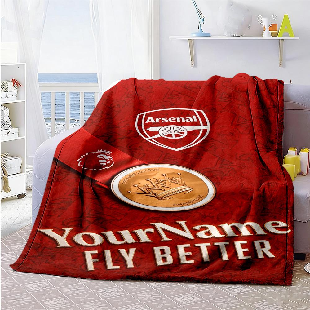 Arsenal Customize Your Name Blanket Cozy Customizable Blanket Ultra-Soft Great for Bedding Couch Livingroom Nap Ideal for All Seasons