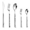 Edelstahl Tafelgeschirr Set 5-teilig Ergonomischer Marmorgriff Besteck Enthält Steakmesser Gabel Löffel Kaffeelöffel Langlebig und Stilvoll für Zuhause Und