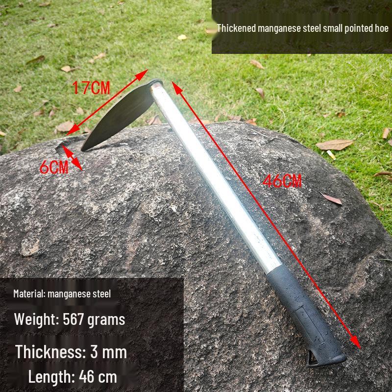 Manganese Steel Multifunctional Gardening Hoe for Weeding, Planting Vegetables & Flowers - Ideal for Outdoor, Dual-Use, Short Handle Farming Tool