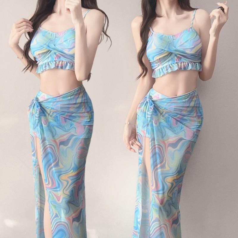 Split Swimsuit Women's Bikini Three-piece Seaside Vacation Conservative Belly Cover Slimming Hot