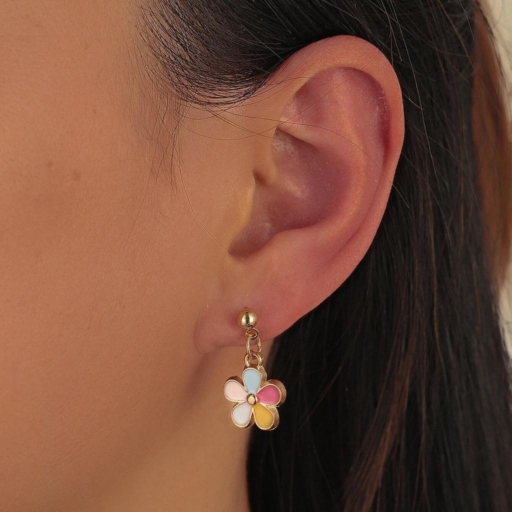 Violet Fashion Popular Multi-color Flower Earrings, Simple Personalized Women's Style
