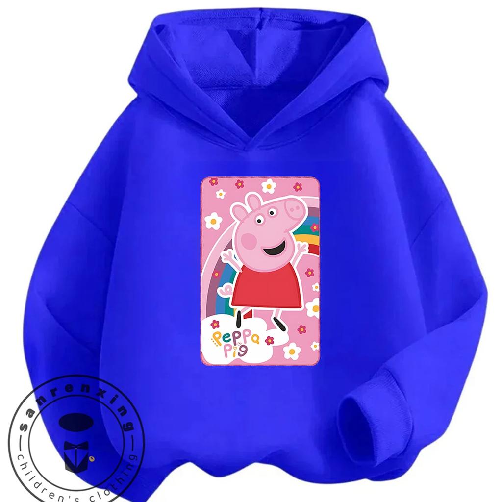 Daily Casual Hooded Top Cute Cartoon Print Winter Street Fashion Kids Wear Peppa Pig Boys Girls 3 14