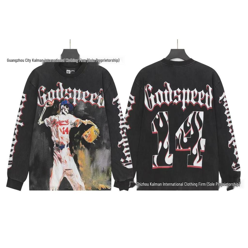 Godspeed Skull Rock Retro Pure Cotton Hoodie - Autumn/Winter American Style Streetwear for Men