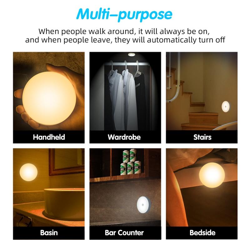 Rechargeable LED Motion Sensor Night Light USB Sensor LED Night Light Wireless Energy Saving LED Induction Lamp for Home