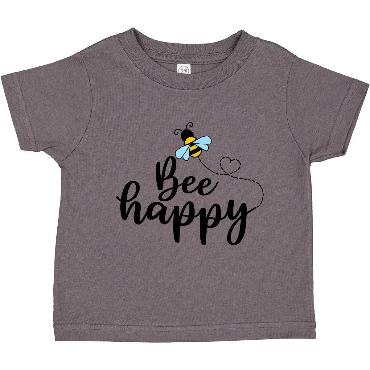 Inktastic Bee Happy Bumble Bee Toddler T-Shirt Cute Heart Child Preschooler Kid 120