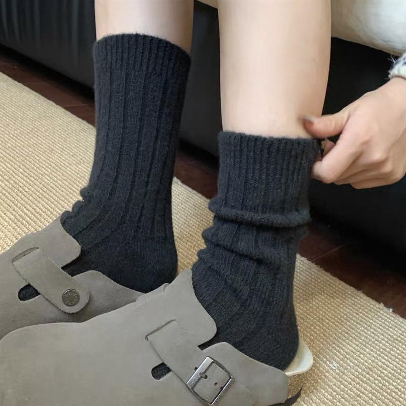 Pink Australian Fleece Socks Thickened Warm Socks Cartoon Striped Cute Plush Floor Socks