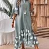 Patchwork Dress European and American 2025 Summer New Women Fashion Casual Patchwork Polka Dot Long Shirt Dress