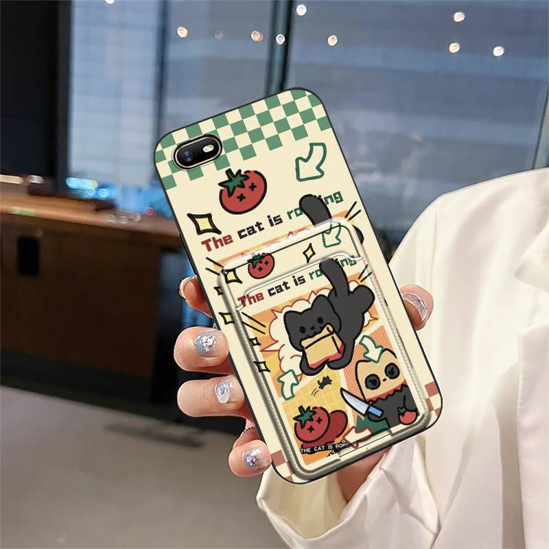 TPU Card sleeve Phone Case For OPPO A1K Card slot Silicone Fashion Design Anti-knock Graffiti protective Durable Cartoon