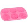 6-Hohlraum Rosenförmige Silikon Pudding Schokoladenkuchen Form Mikrowellen- Gefrierschrankfest Rosa
