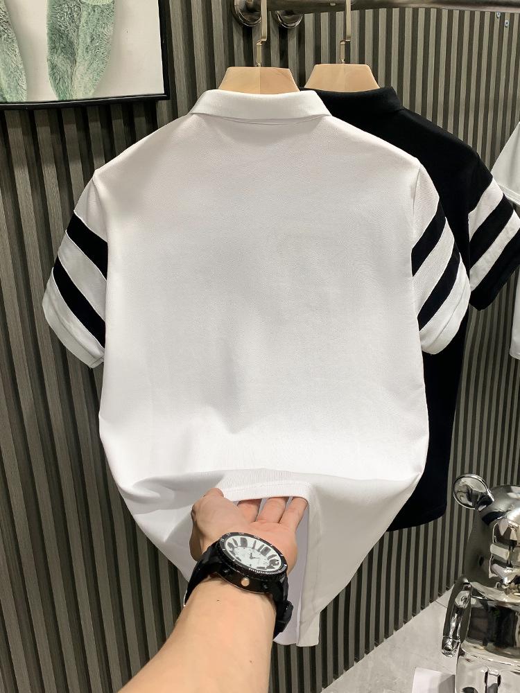 Men's Slim-Fit Striped Polo Short-Sleeve Lapel T-Shirt - Summer Style