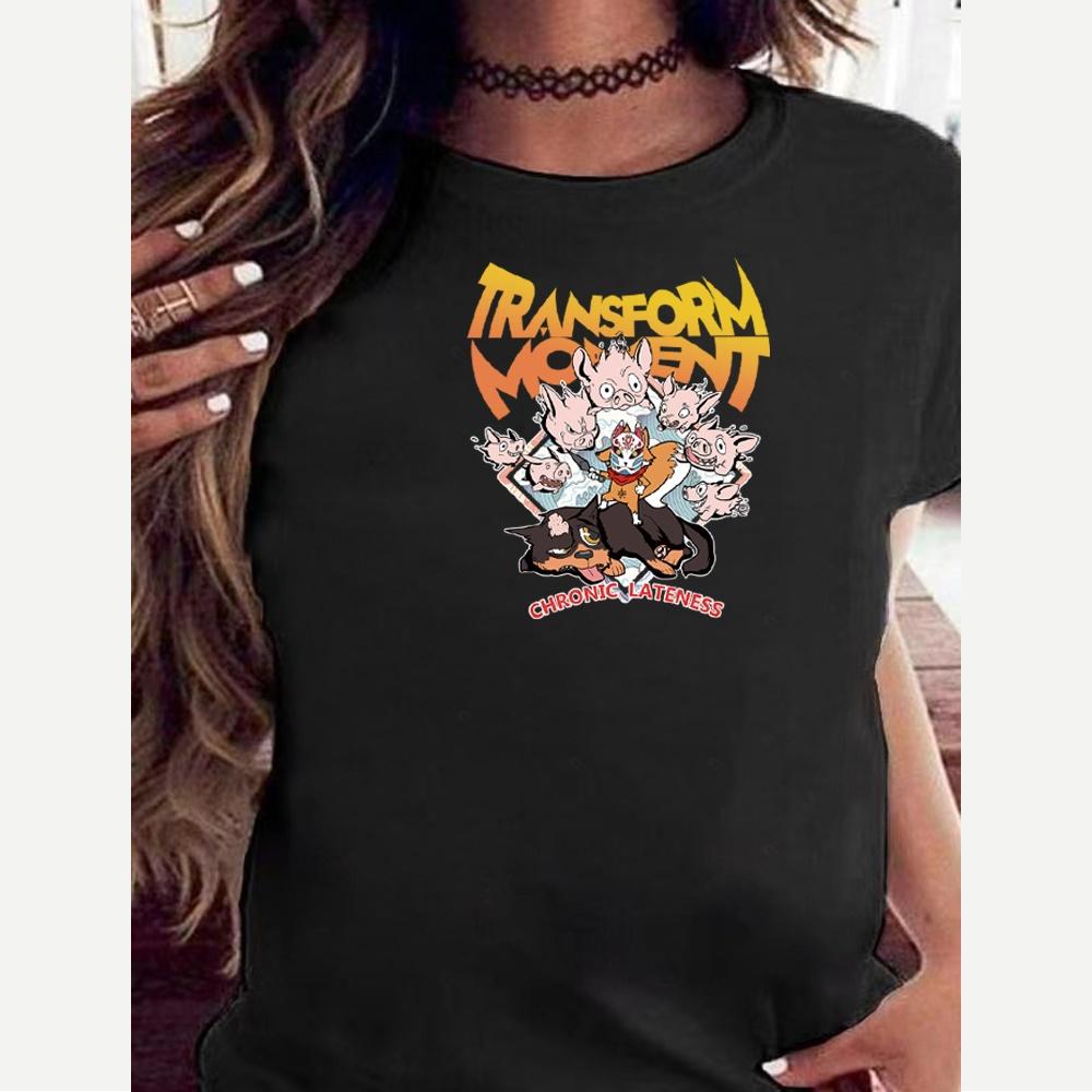 

Mask Print O-Neck T-Shirt Women Summer Fashion Casual Loose Short Sleeved Harajuku Streetwear T Shirt Clothing Commuter Tops XXXL