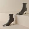Krazing Pot Microfiber Basic Design Winter Pointed Toe Metal Thin High Heels Modern Boots Women Ankle Boots