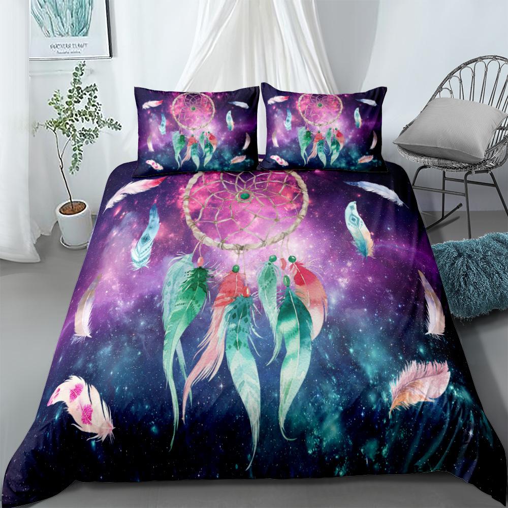 Dreamcatcher Purple Bedding Set Single Twin Double Queen King Cal King Size Bed Linen Set