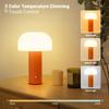 Mushroom Table Lamp Rechargeable Touch Light  Stepless Dimming Bedside Lamp Orange