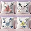 Modern Nordic Deer Head Cushion Cover Soft Plush Throw Pillow Cushion CoverDoubleSided Printed Pillow Case Sofa Home Decor