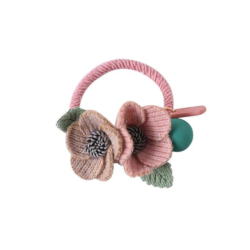 Women Girls Elastic Hair Bands Knitting Wool Flowers Hair Bands Cute Rubber Band Scrunchie Headband Fashion Hair Accessories