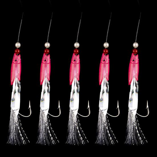 15/30Pcs Luminous Sabiki Rig Glow-in-the-dark Fish Skin Lure Rig Fishing Bait Rig with Hook Invisible Line Saltwater Freshwater Fishing Accessories