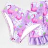 2025 Girls' Three-Piece Purple Swimsuit Set - Split Swimwear for Small To Medium Children